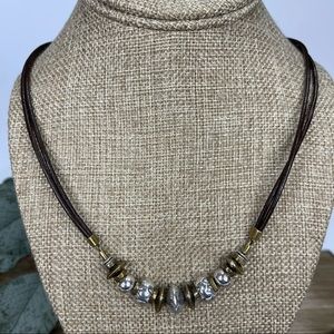 SILPADA Sterling Silver, Brass & Genuine Brown Leather Necklace N3232